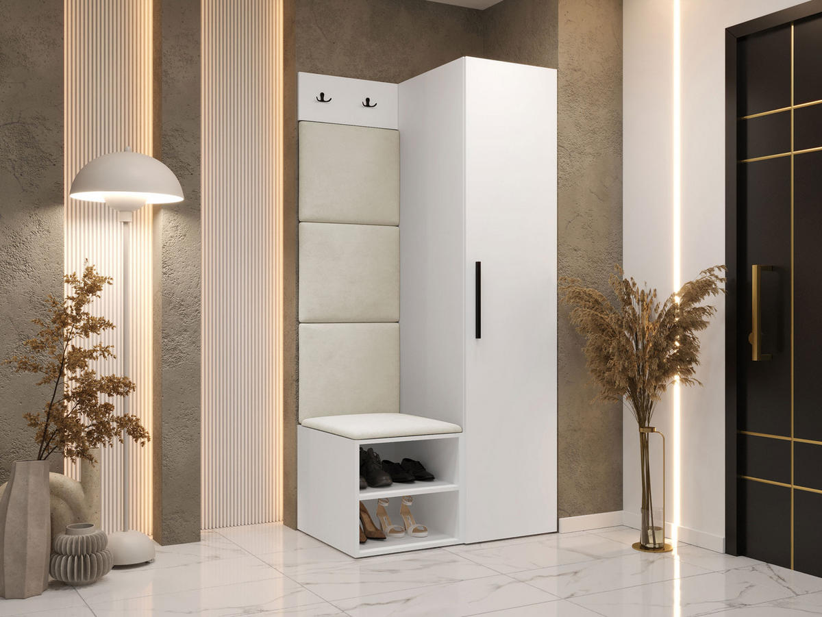 GARDEROBEN-SET Medi III - Beige/Schwarz, Holzwerkstoff/Kunststoff (40/191/50cm) - MIRJAN24