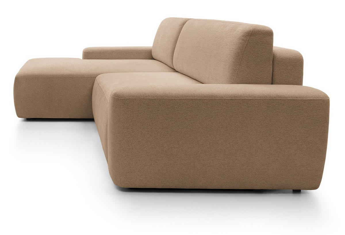 ECKCOUCH mit Schlaffunktion Orea M, 265 cm, Bettkasten, Links, Braun - Braun, Holz (264/162cm) - Emporius