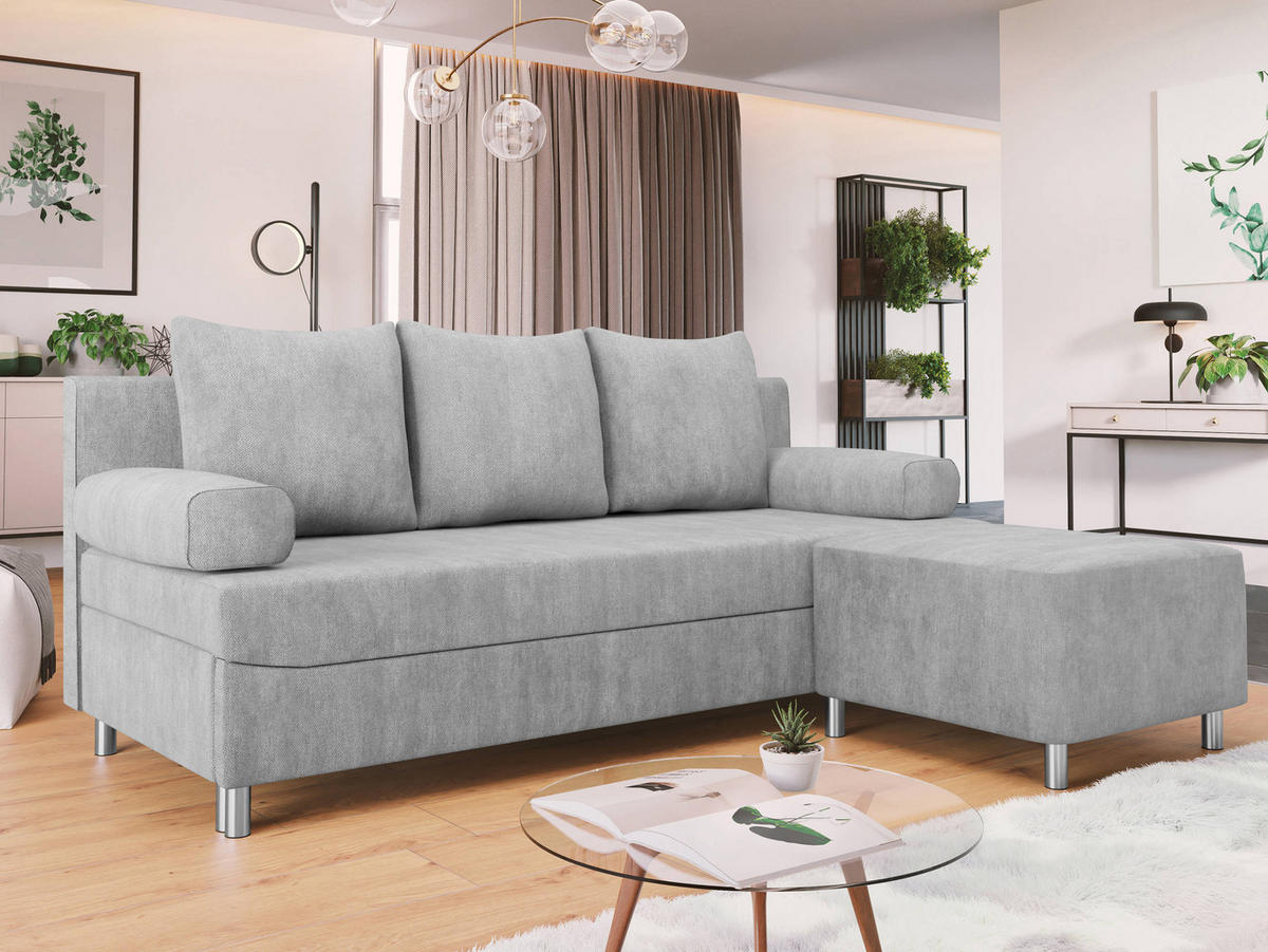 SCHLAFSOFA Dover mit Polsterhocker - Chromfarben/Alufarben, Holz/Kunststoff (192/86/80cm) - MIRJAN24