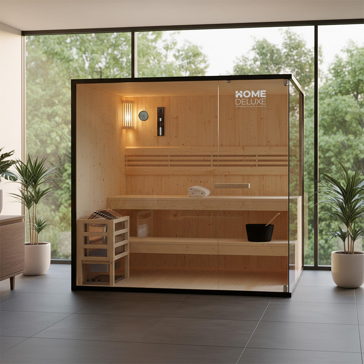 SAUNA SHADOW XL - XL - Naturfarben, Holz (200/190/150cm) - Home Deluxe