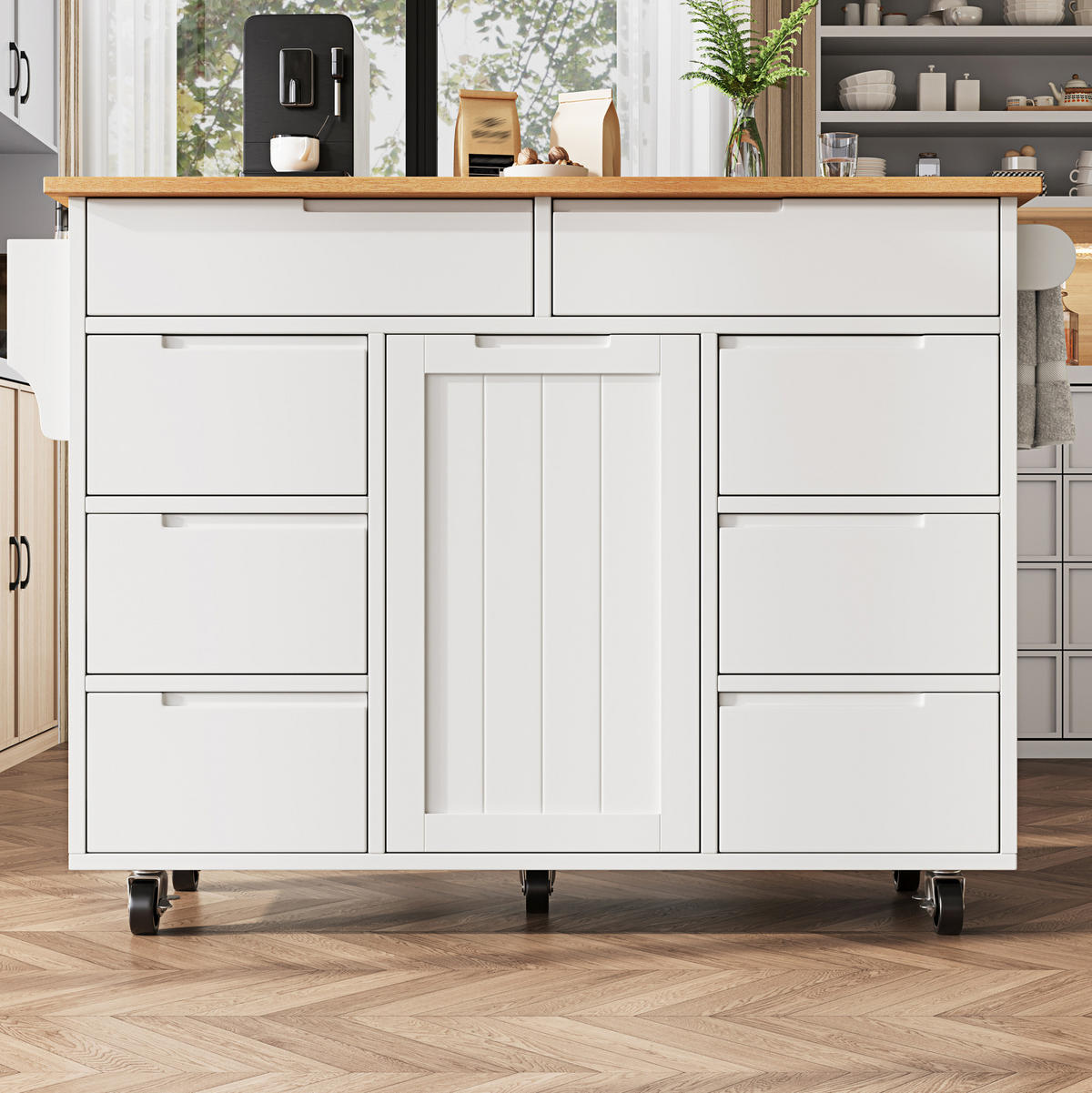 KÜCHENINSEL mit Klapptisch 122 x 74,5 x 91,5 cm Weiß MDF - Weiß, Holz (74.5/91.5/122cm) - Beauniv