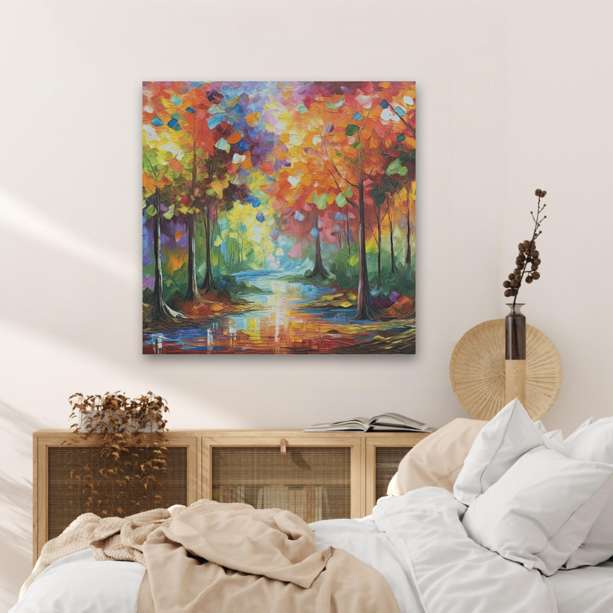 AKUSTIKBILD Landschaft - Wald - Farben - Natur Akustikpaneele 80x80 cm - Multicolor, Kunststoff (80/80/0.9cm) - MuchoWow