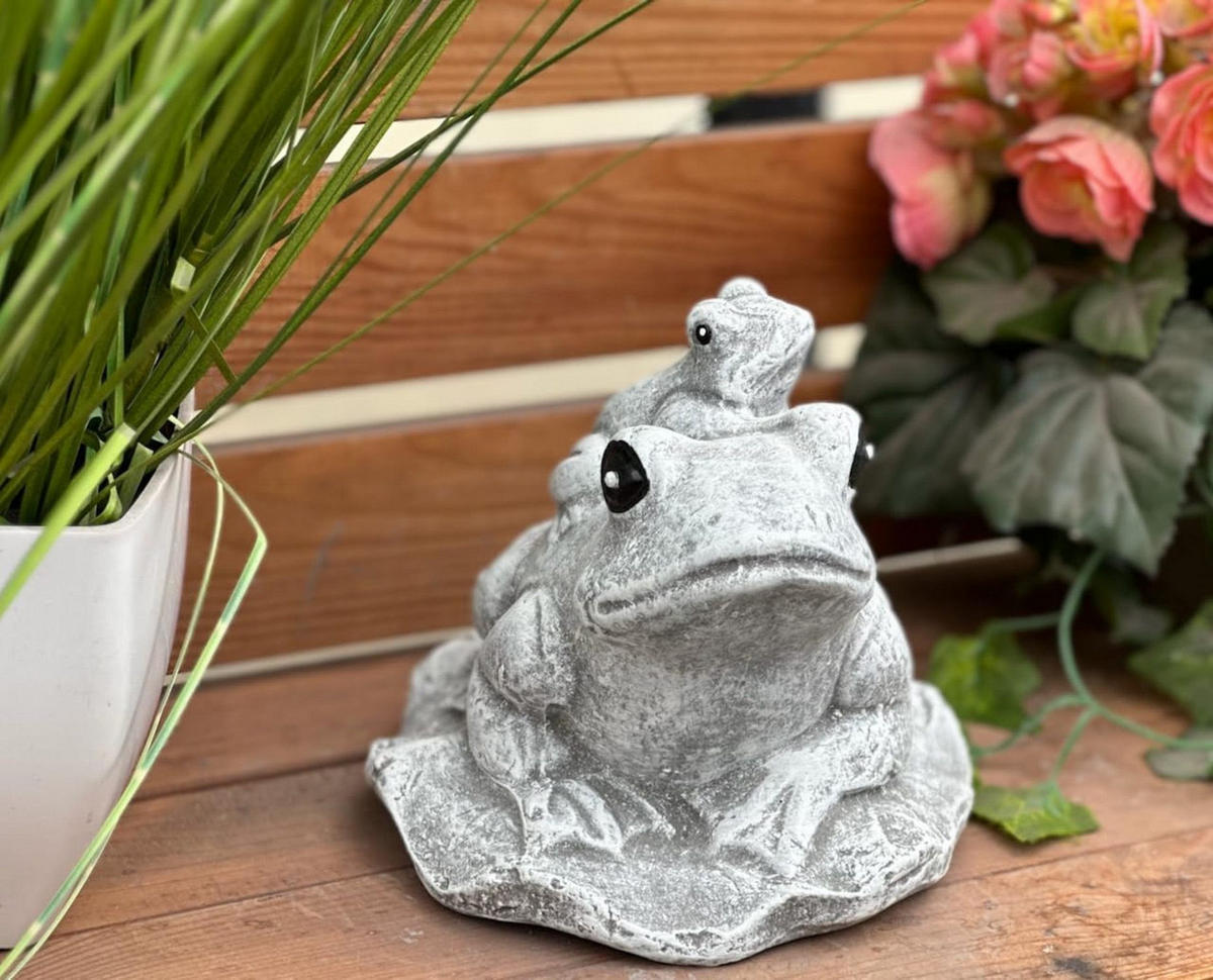 STEINFIGUR Frosch Familie frostfest Steinguss Frösche - Grau, Stein (16/17/16cm) - stoneandstyle