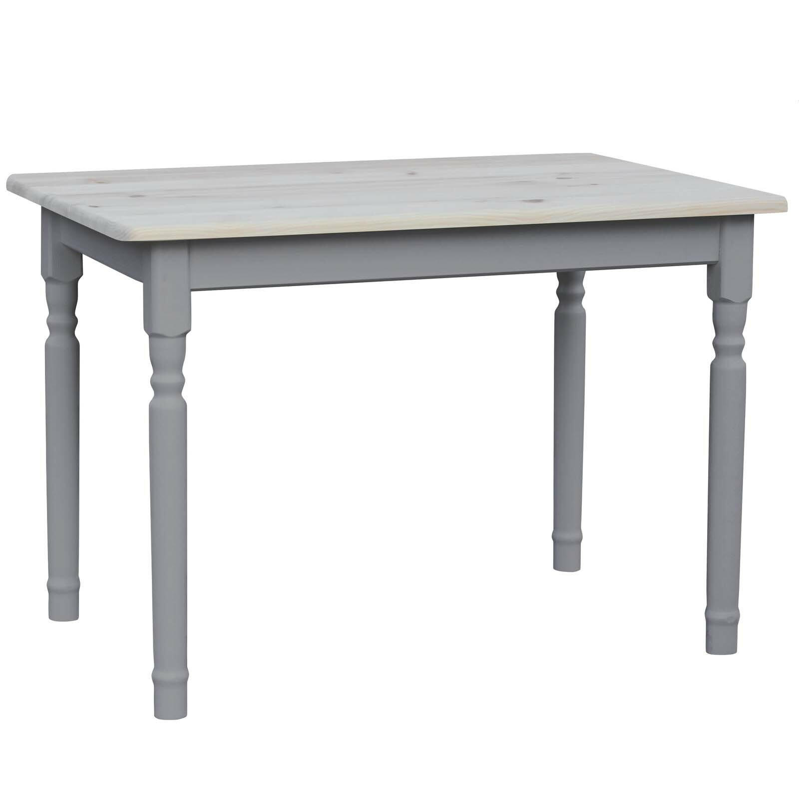 KOMA Esstisch KM708650 aus massivem Kiefernholz, 120 × 70 cm, Grau / Unbehandelt - Grau, Holz (70/75/120cm) - Koma