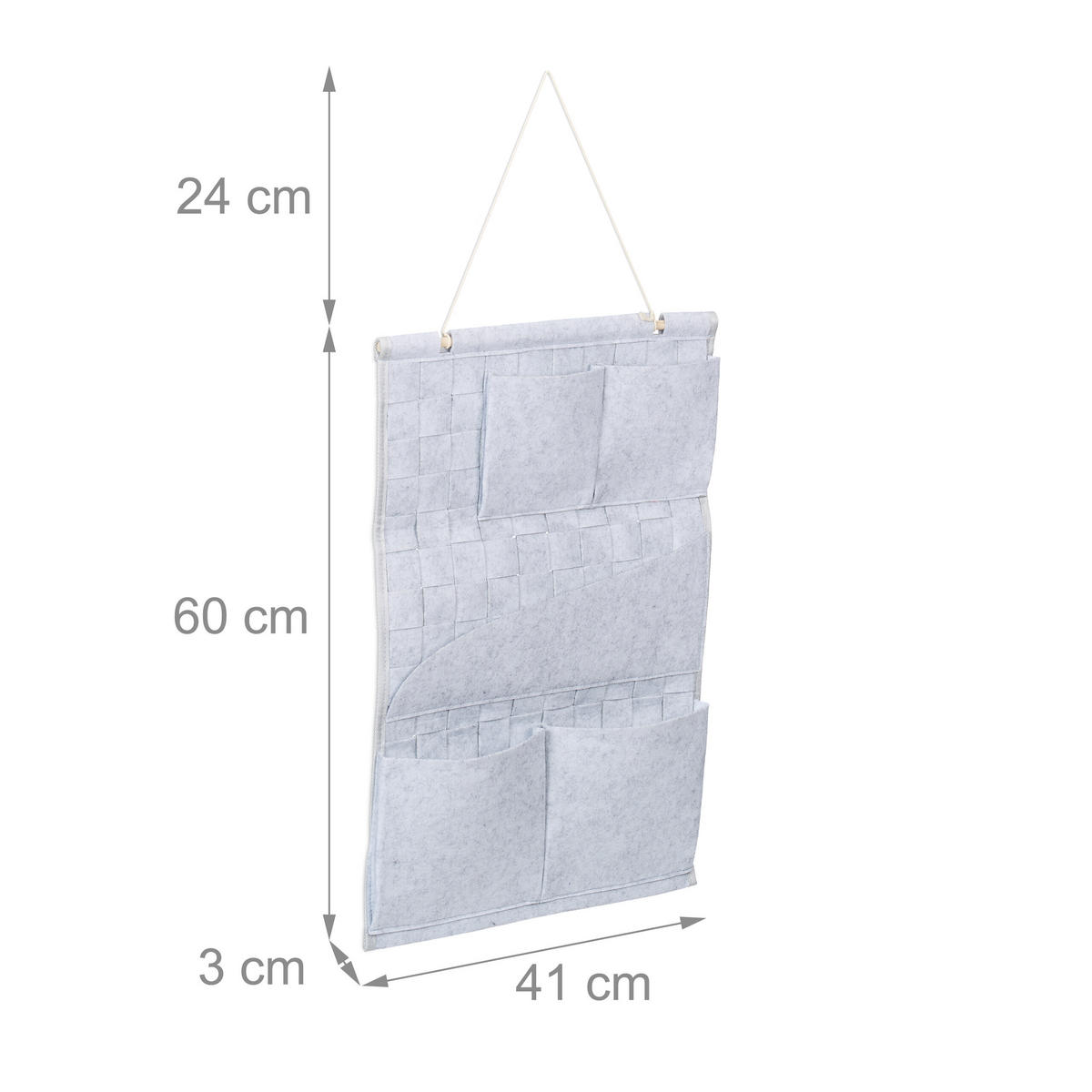 2XZÁVĚSNÝ organizér - šedá, dřevo/textil (41/60/3cm) - Relaxdays