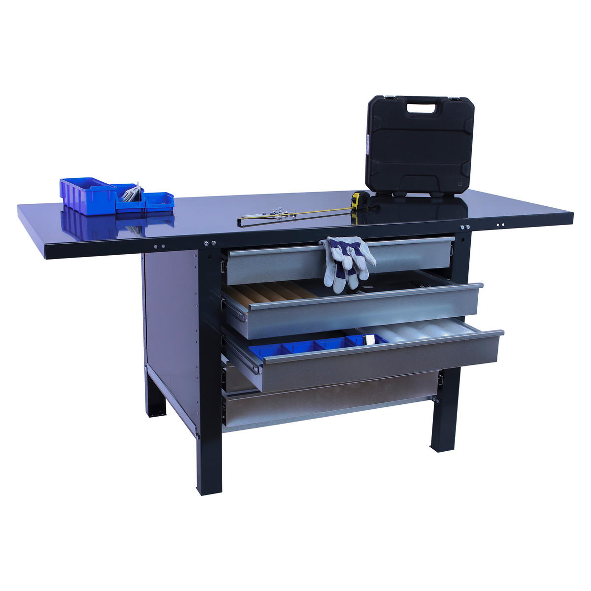 WERKBANK Buffalo Metal mit 5x Schublade HxBxT 83 x 150 x 73 cm Traglast 700 kg Anthrazit - Anthrazit, Metall (150/83/73cm) - PROREGAL