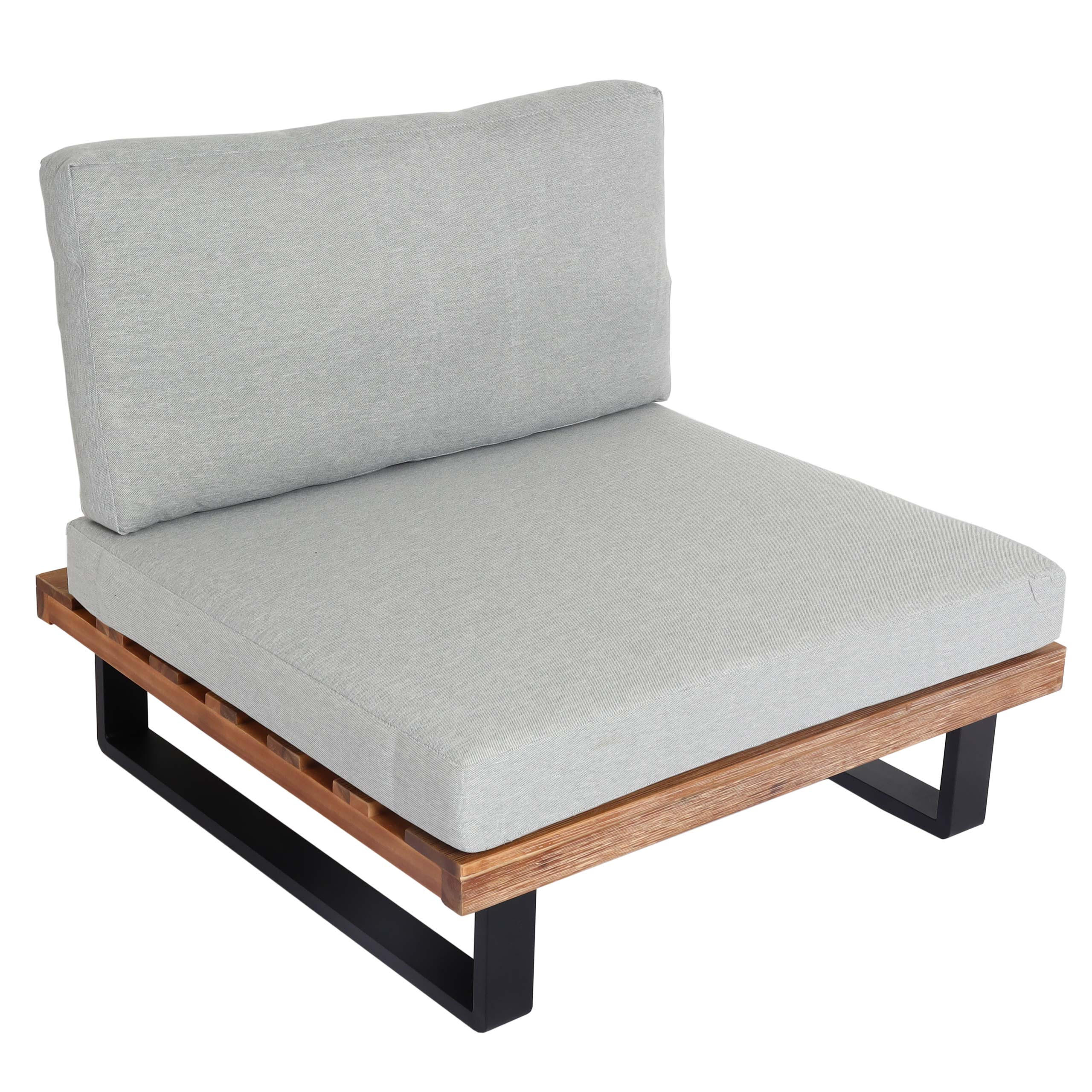 LOUNGE-SESSEL Schwarz, Braun, Hellgrau - Hellgrau/Schwarz, Holz (82/75/82cm) - MCW