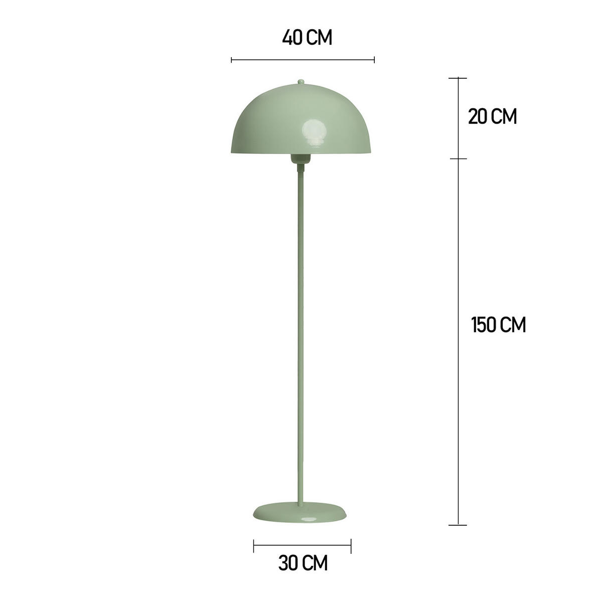 STEHLEUCHTE Gelora 170 Cm - Mintgrün, Metall (37/37/170cm) - Bamyum