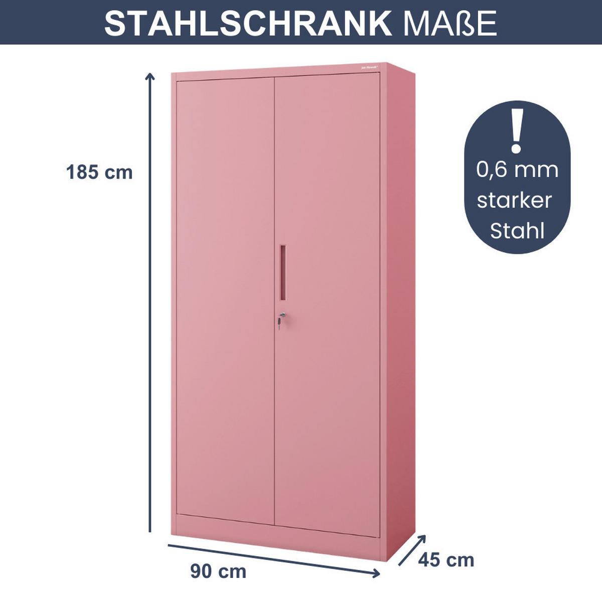 MEHRZWECKSCHRANK Metall abschließbar REKL 185x90x45cm Rosa - Rosa, Metall (90/185/45cm) - DELUKE