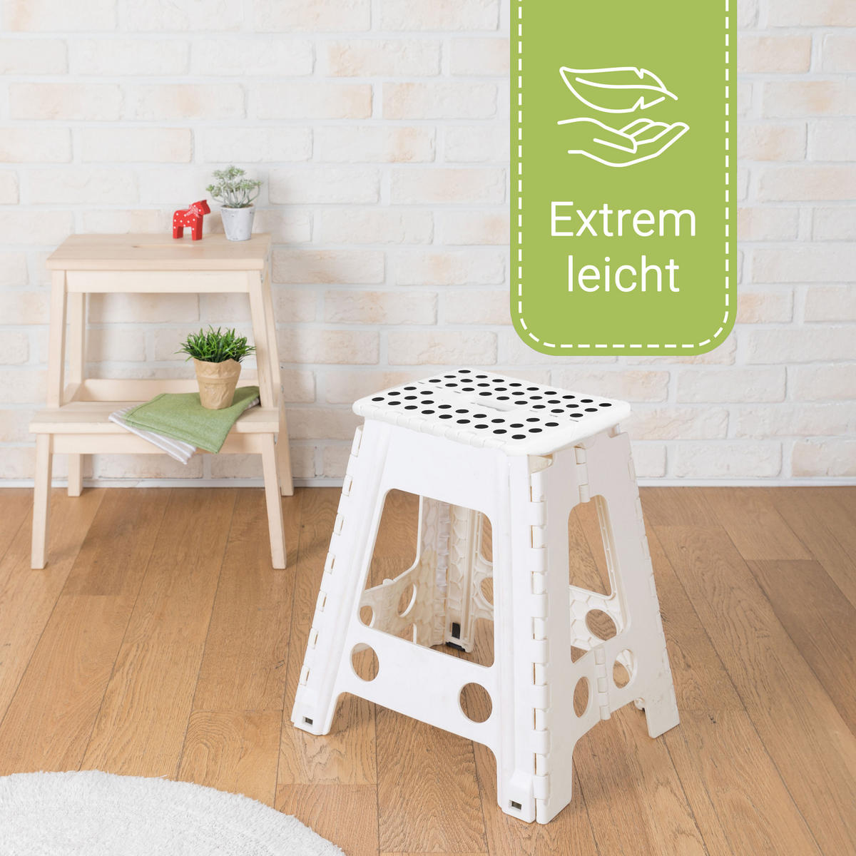 KLAPPHOCKER, 29x22x45 cm, 100% Kunststoff, Weiß - Weiß, Kunststoff (29/45/22cm) - Zollner