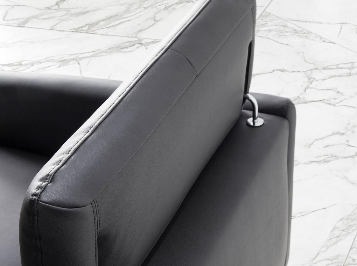 SOFA Schwarzes Ledersofa 3-sitzig 197/100/94 cm - Schwarz, Leder (197/94/100cm) - ANGEL CERDA