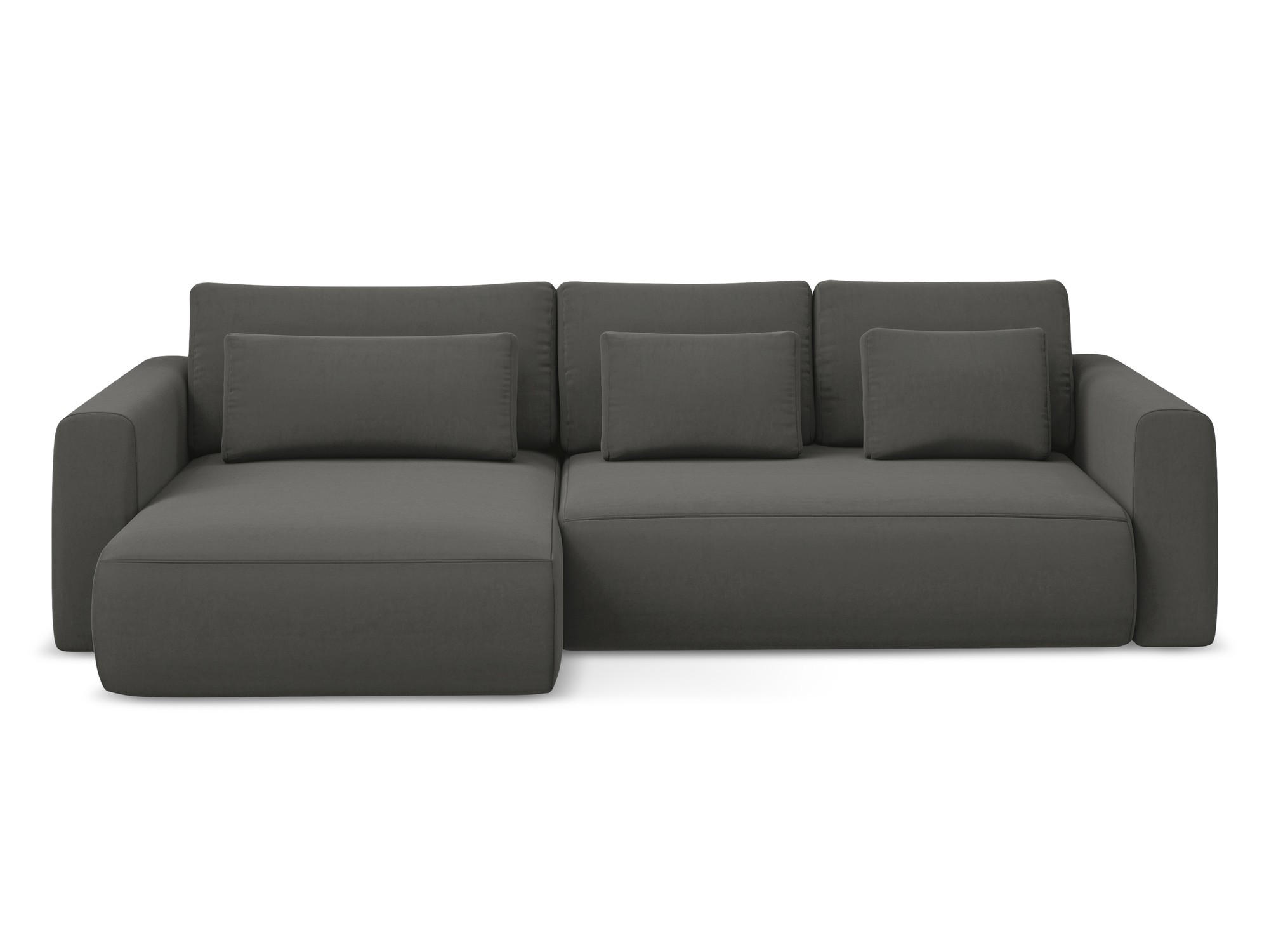 ECKSOFA mit Schlaffunktion Samt Stoff Grau - Dunkelgrau/Schwarz, Kunststoff/Textil (149/278cm) - Makamii