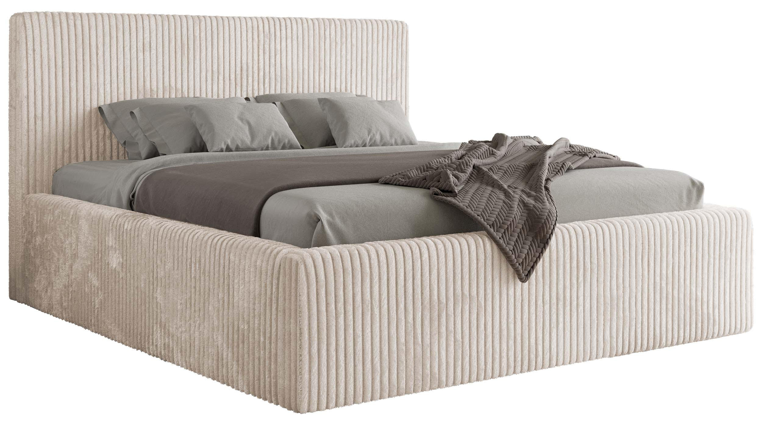 POLSTERBETT TILIANO CLASSIC 180/200 - Beige Cord - Multipocket-Matratze - Beige, Textil (180/200cm) - MKS