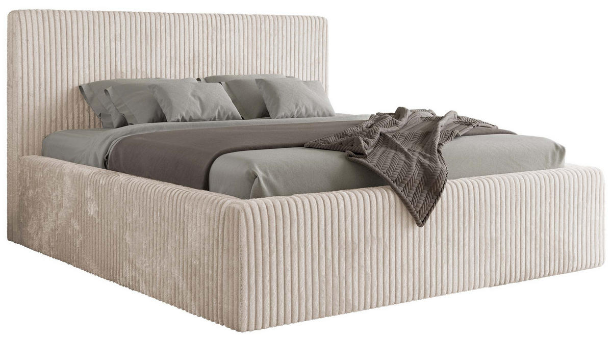 POLSTERBETT TILIANO CLASSIC 180/200 - Beige Cord - Multipocket-Matratze - Beige, Textil (180/200cm) - MKS