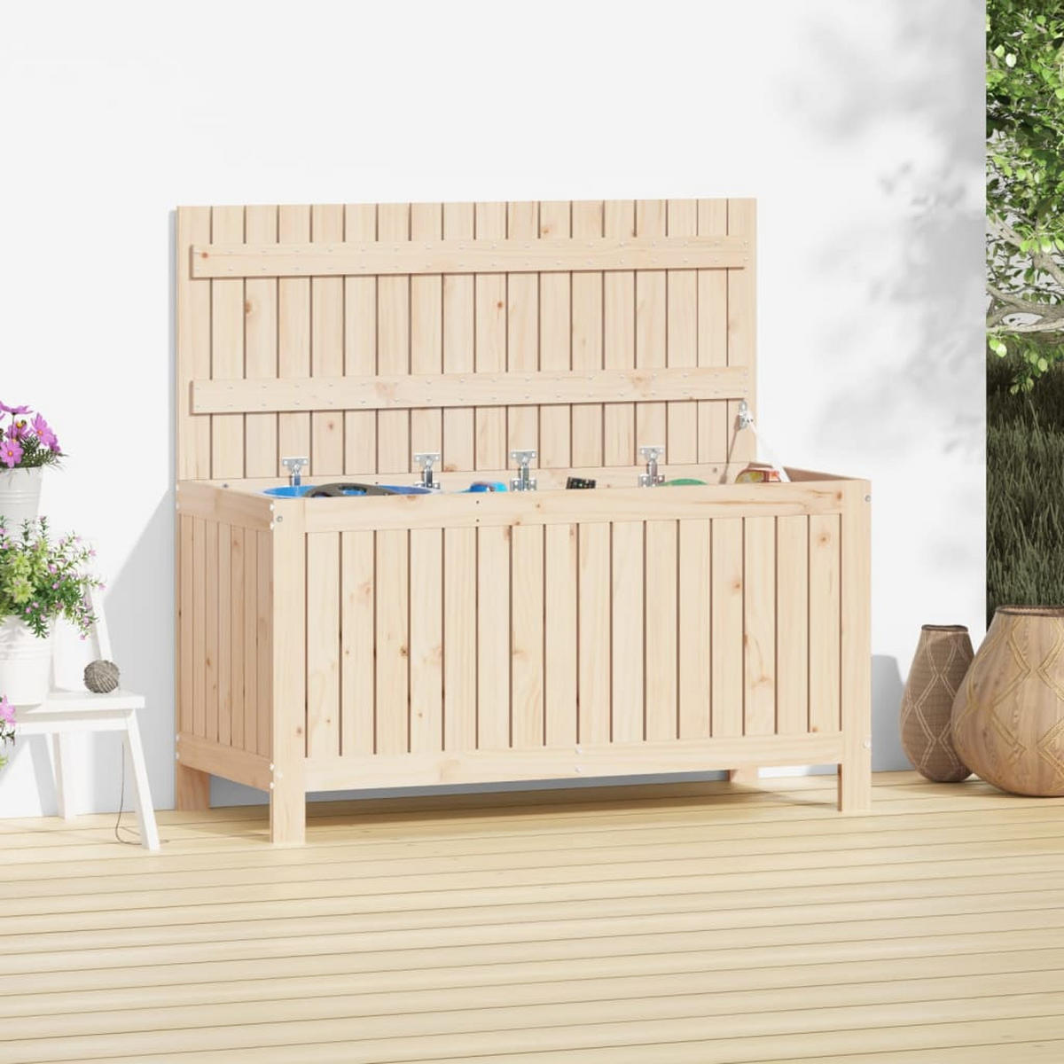 GARTENTRUHE 115x49x60 cm Massivholz Kiefer - Kieferfarben, Holz (115/60/49cm) - furnicato