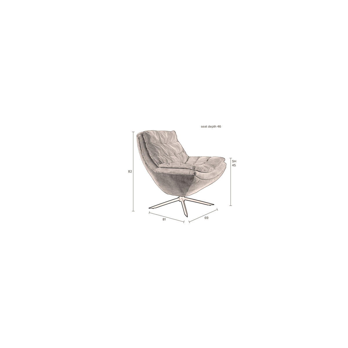 SESSEL Vince Beige - Beige, Textil (69/82/81cm) - Dutchbone