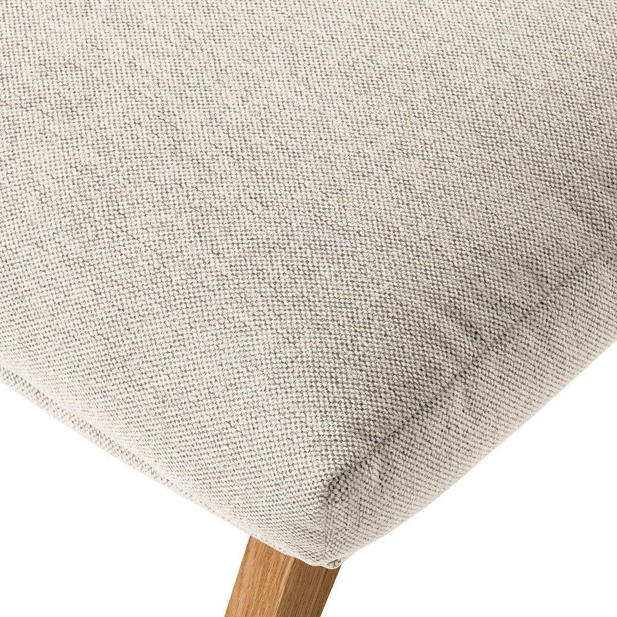 HOCKER mit Holzfüßen - Eichefarben/Beige, Eichenholz/Textil (54/41/41cm) - home24
