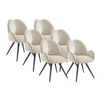 DREHSTUHL mit Armlehnen 6er-Set - Stoff & schwarzes Metall - Beige - GULSUN - Beige, Textil (60/86/66cm) - Vente-Unique