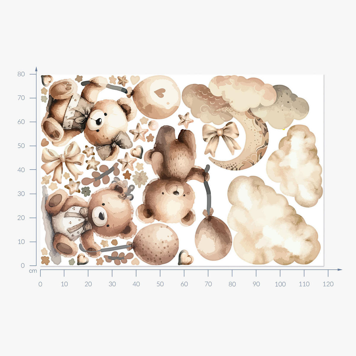 AUFKLEBER 80x118 cm Bären Nachthimmel - Braun, Kunststoff (80/118/0.1cm) - TULUP
