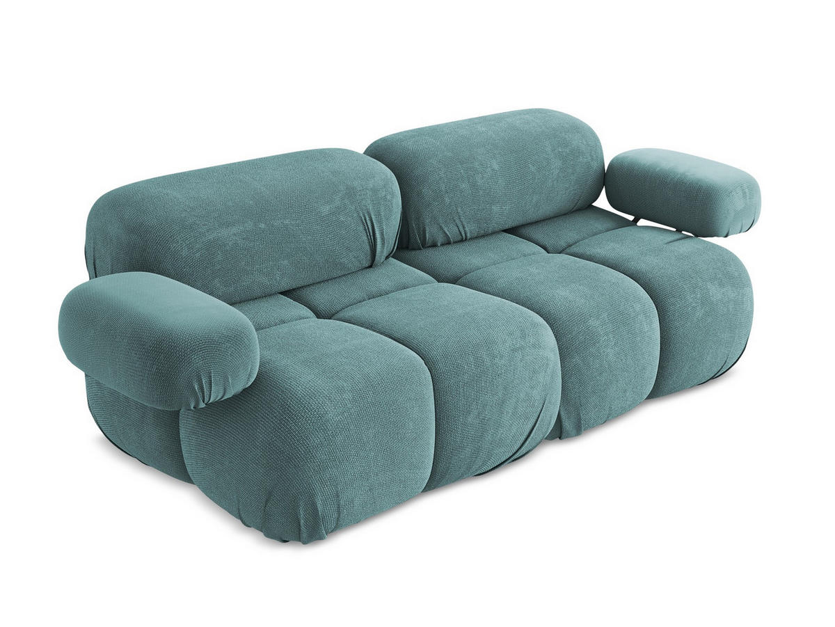 2-SITZER-SOFA Chenille Stoff Blau - Blau/Beige, Kunststoff/Textil (190/70/96cm) - Makamii