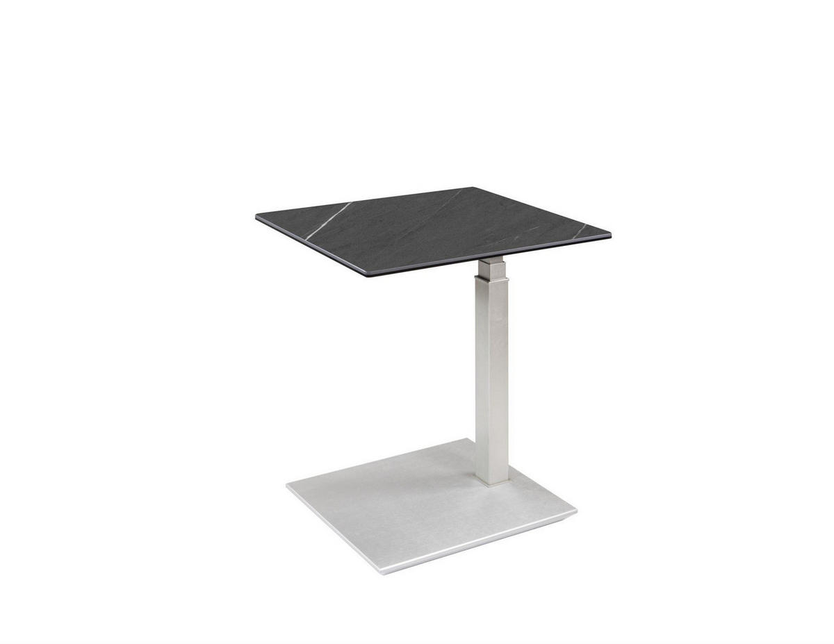 BEISTELLTISCH Channa 55x47x54 höhenverstellbar Perlsilber/Marmara Nero - Grau, Keramik (55/47/54cm) - 58aufmkessel