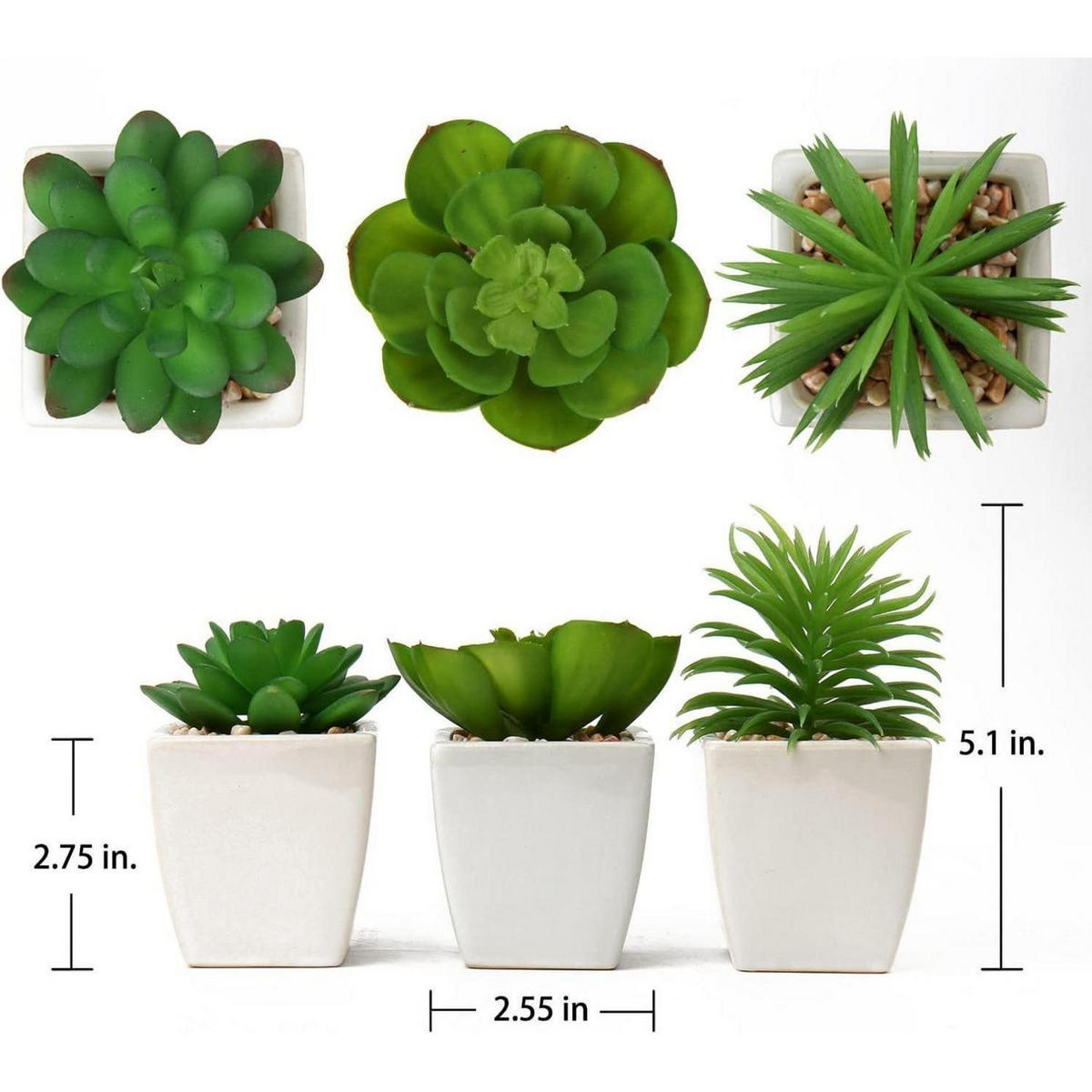 KUNSTPFLANZE 3er Set Sukkulente im Keramiktopf 10-13 cm - Multicolor, Keramik (13cm)