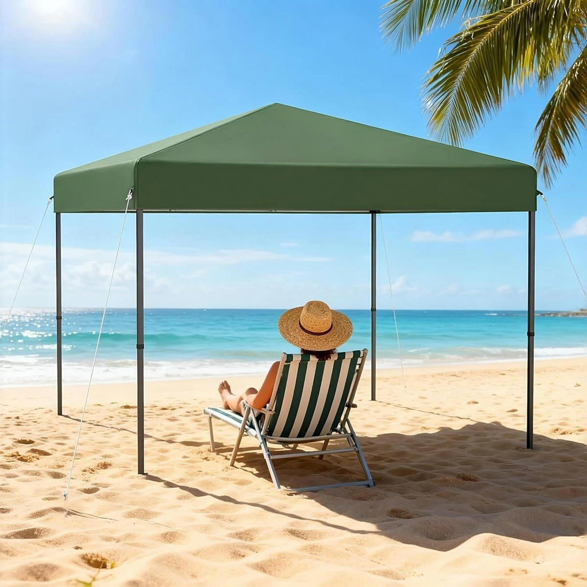 FALTPAVILLON 3x3 m Grün mit One-Touch Lift - Grün, Textil (300/260/300cm)