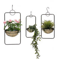 BLUMENAMPEL Wand 3er Set Metall Schwarz/Silber - Schwarz, Metall (15/15/7.5cm) - DanDiBo