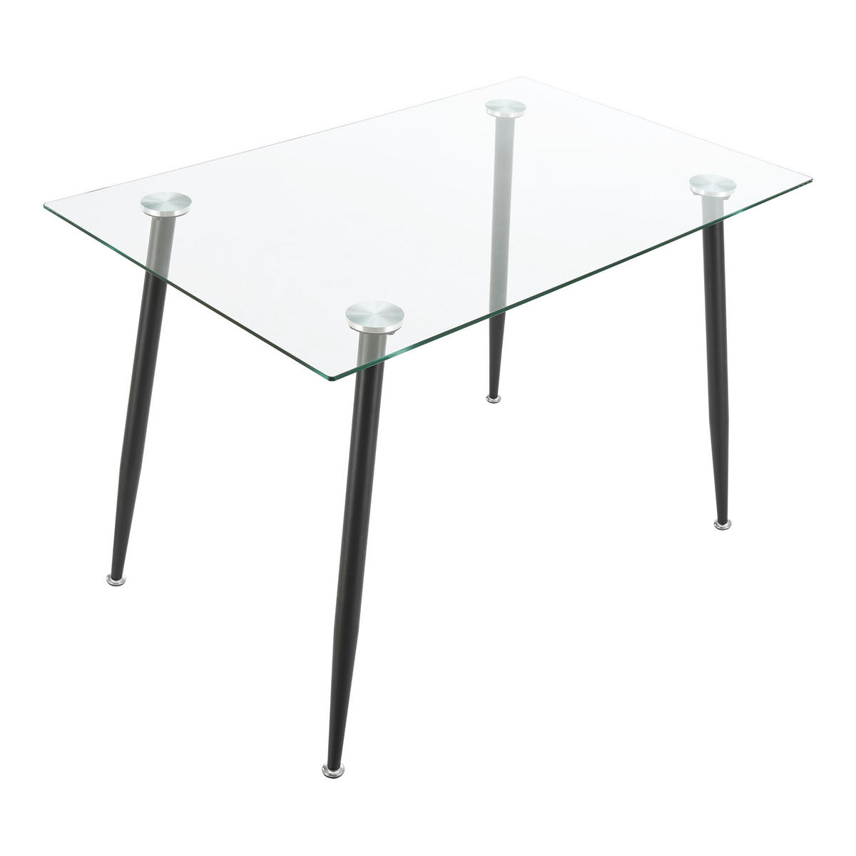 ESSTISCH Hyrynsalmi - Transparent/Schwarz, Glas/Metall (70/110/75cm) - [en.casa]
