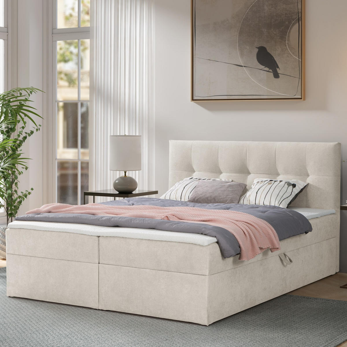 BOXBETT Toronto 180x200 Bonell-Matratze H3 und Topper - Silberfarben/Creme, Holz/Holzwerkstoff (180/200cm) - Ravio