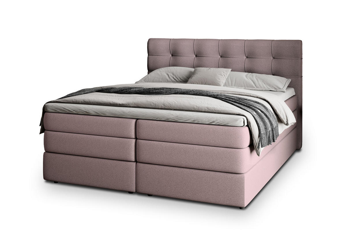 POSTEL BOXSPRING AREZI 160x200 cm, s matrací a úložným prostorem, starorůžová - starorůžová, kompozitní dřevo/textil (160/200cm) - MASSENO