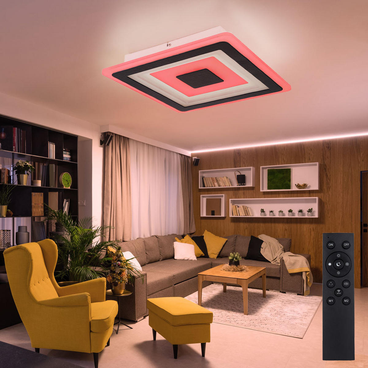 LED DECKENLEUCHTE BIBIANA Weiß Metall Acryl - Weiß, Metall (39.5/39.5/6cm) - Globo Lighting