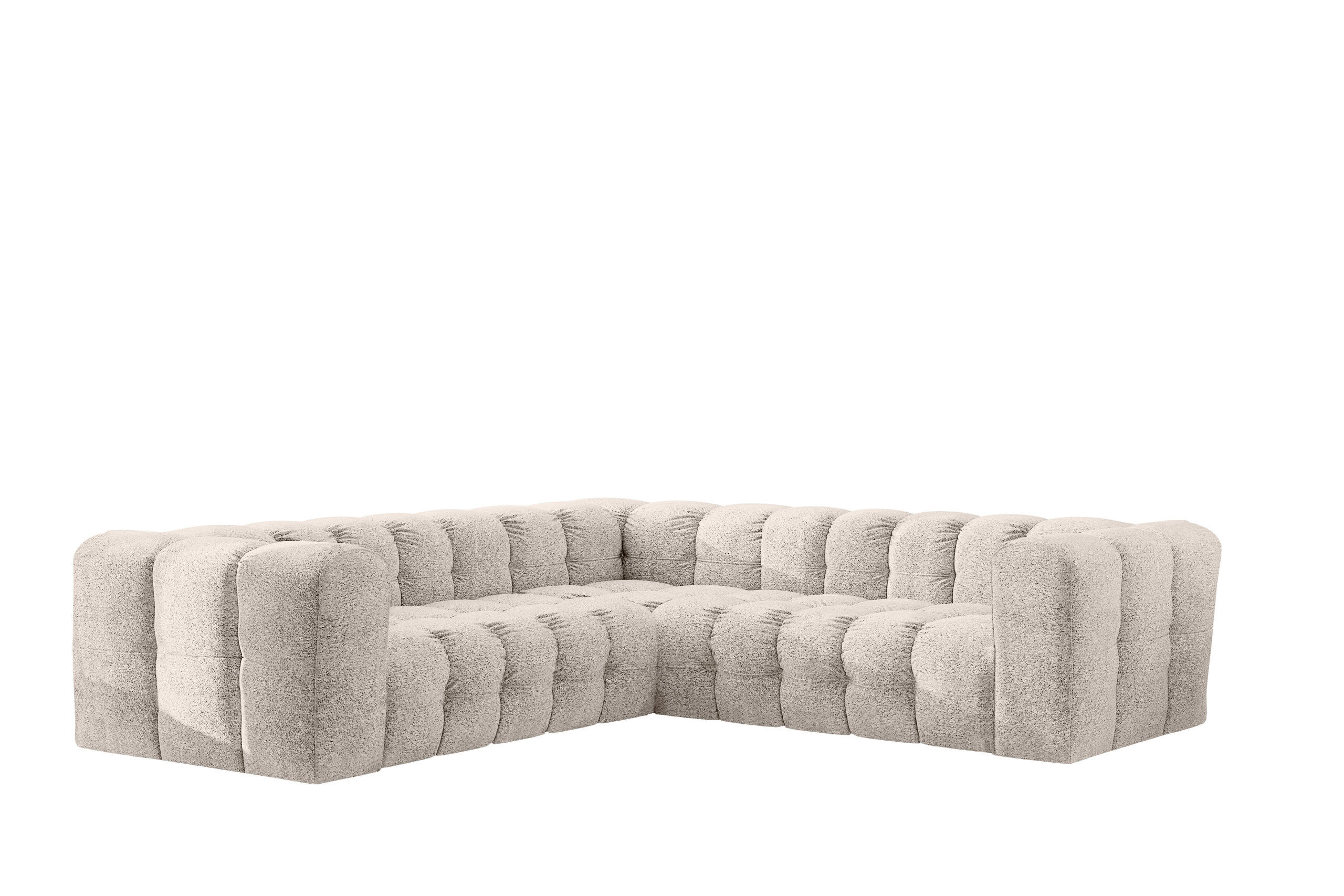 ECKSOFA Corner Mit Steppung BALOO, Chenille-Stoff Arena, Ecru - Ecru, Holz (270/270cm) - Kaiser Möbel