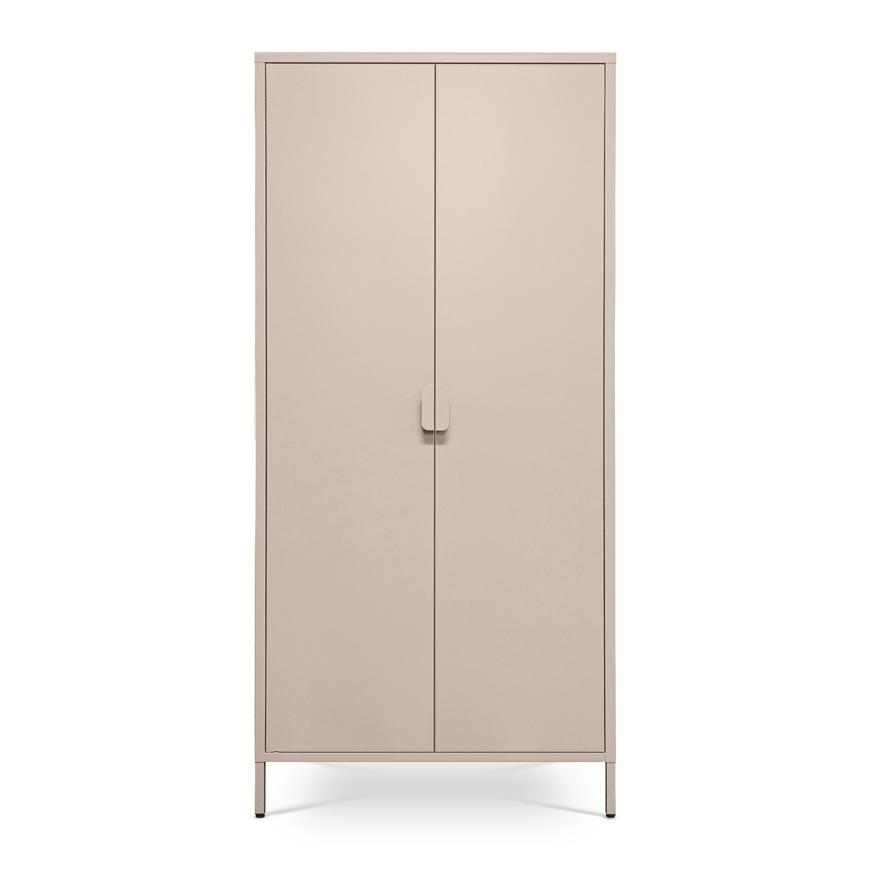 KLEIDERSCHRANK im Industrial-Design aus Metall H.170cm 2 Türen, 4 Ablagefächer, 2 Kleiderstangen Beige - Thea - Beige, Metall (80/170/45cm) - Sicaan