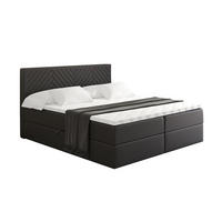 BOXBETT mit Matratze H4 und Lattenrost - VEXA - 160x200 - Schwarz Kunstleder - Schwarz, Holzwerkstoff/Kunststoff (160/200cm) - ALTDECOR