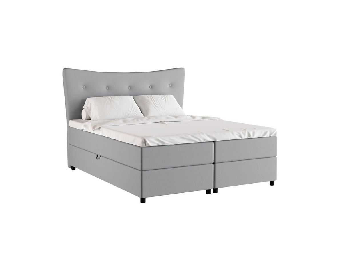 BOXBETT Nevada 160 x 200 cm Doppelbett mit hochwertiger Bonell-Matratze und Topper - grau - Grau, Holz (160/200cm) - Homesy