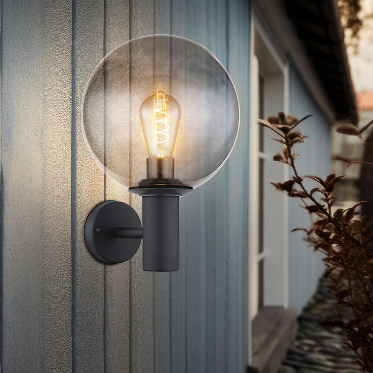 LED AUSSEN-WANDLEUCHTE Glas Anthrazit Metall - Anthrazit, Glas (25/37/26.5cm) - Globo Lighting