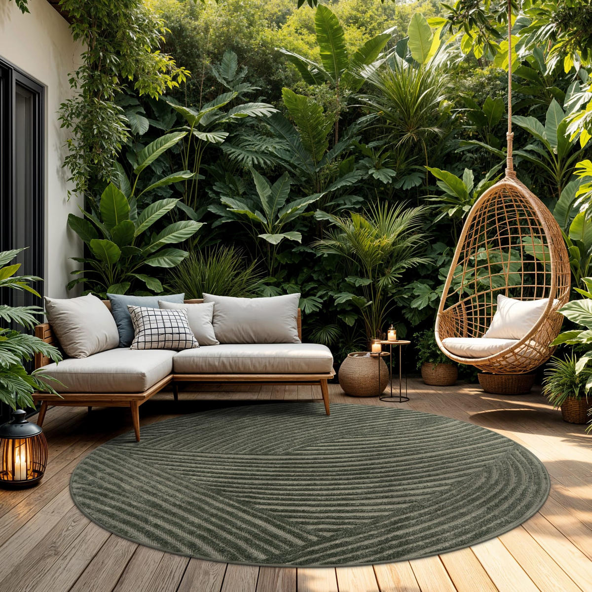 OUTDOORTEPPICH Boho Grün 160 x 160 cm - Grün, Kunststoff (160/160cm) - TT Home