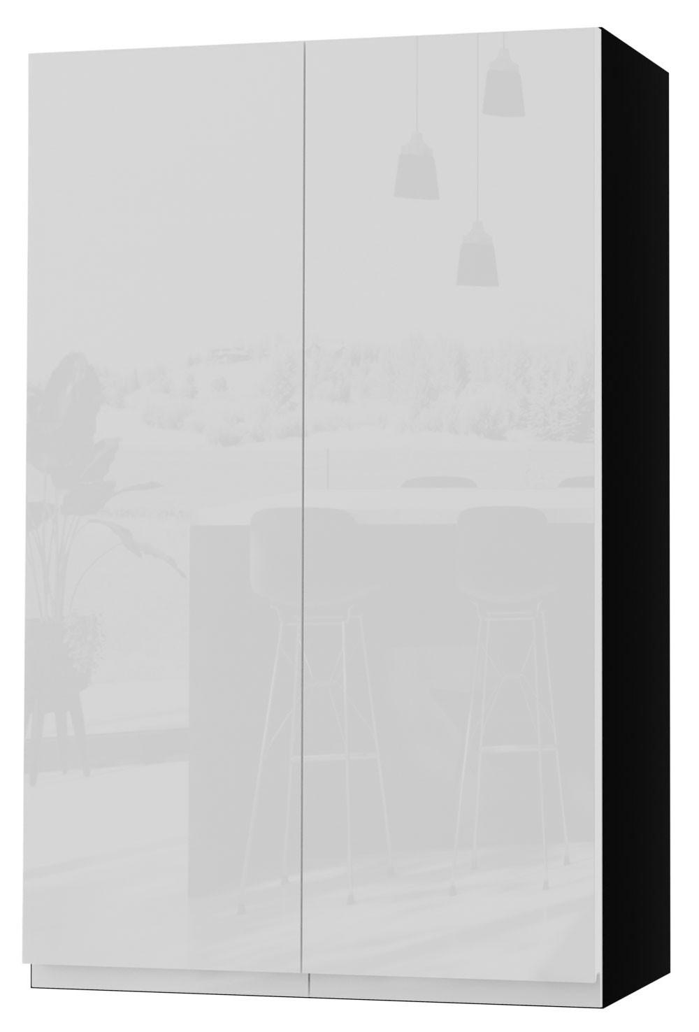 HÄNGESCHRANK Florence W4/60 Schwarz / RAL 9003 signalweiß HG 60 / 32,5 / 96cm - Weiß Hochglanz/Schwarz, Holz/Holzwerkstoff (60/96/32.5cm) - Feldmann-Wohnen