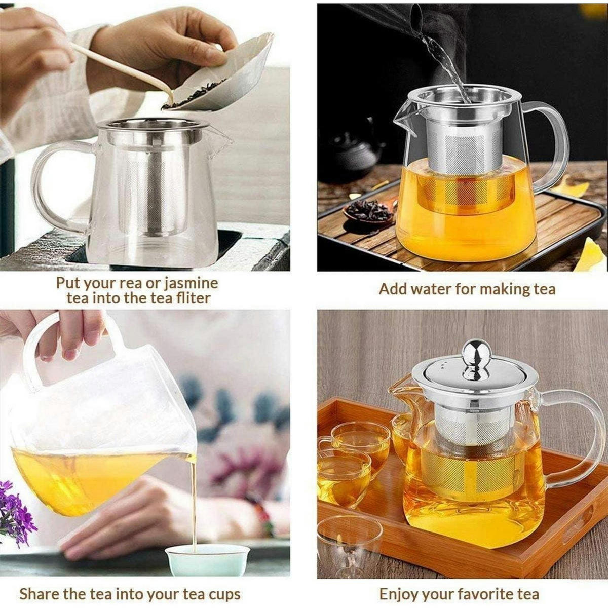 TEEKANNE 450 ml Glas mit Edelstahlfilter - Transparent, Glas (11/8cm)