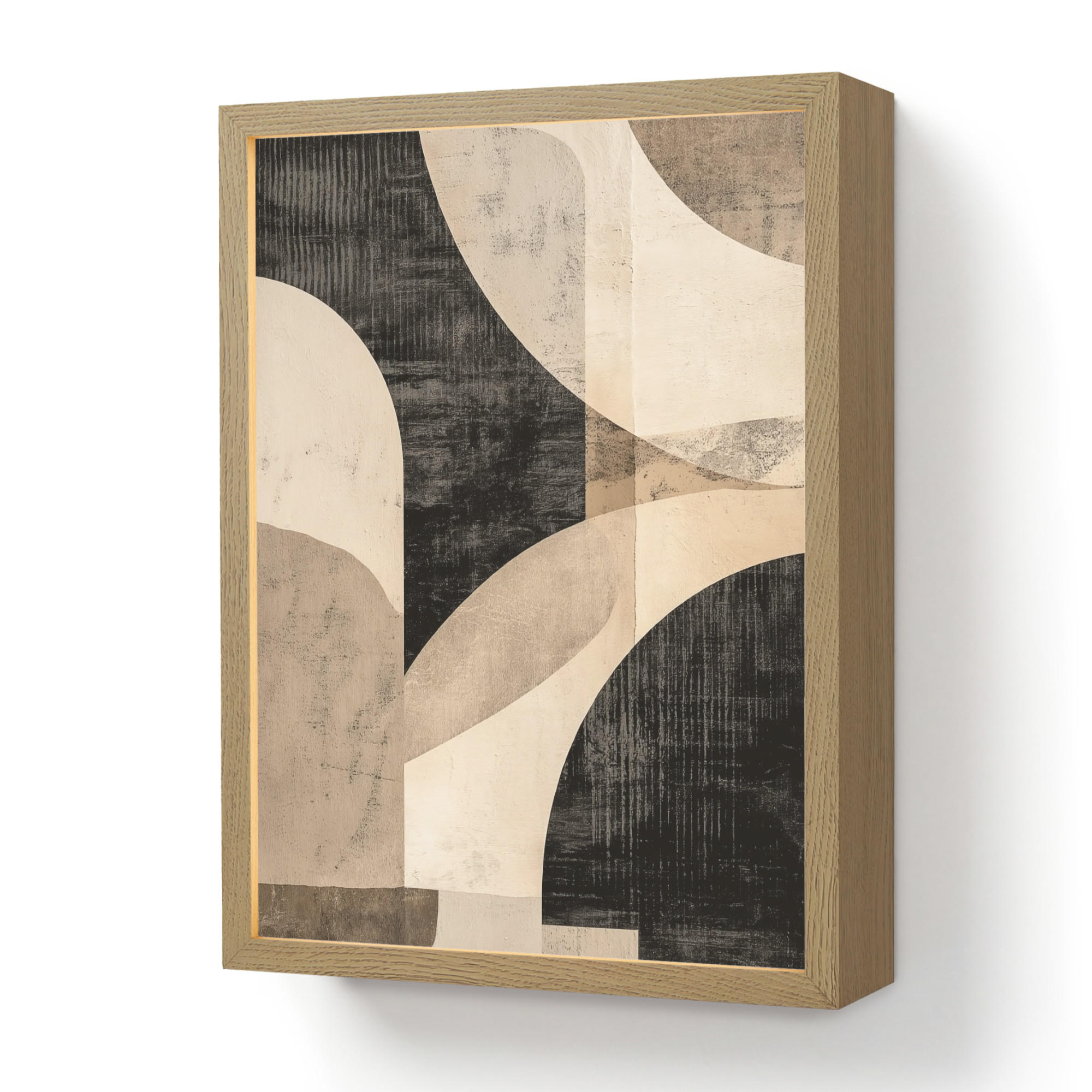 WANDLEUCHTE MIT AKKU Abstrakt - Formen - Modern - Beige LED 30x40 cm - Grau, Holzwerkstoff (30/40/8cm) - OnlyWow