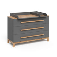 WICKELKOMMODE Malia Grau/Artisan 133.2 x 98 cm mit 3 Schubladen - Hellgrau/Grau, Holzwerkstoff (133.2/98/70cm) - VitaliSpa