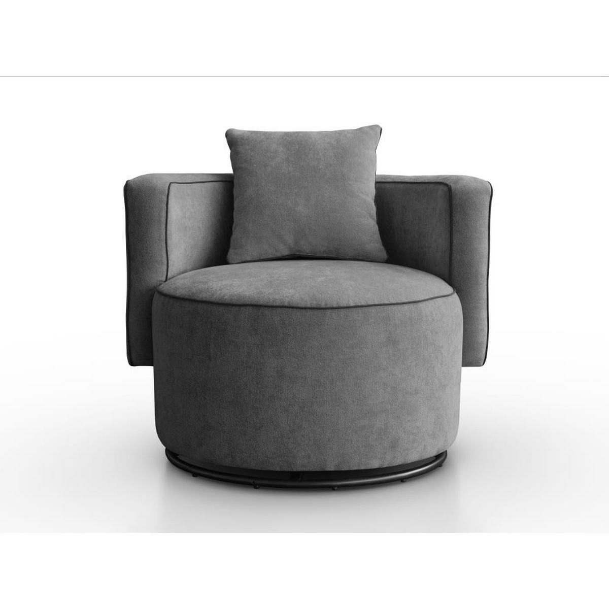 DREHSESSEL Dolce dunkelgrau velour - Dunkelgrau/Schwarz, Textil (90/83/90cm) - Beautysofa