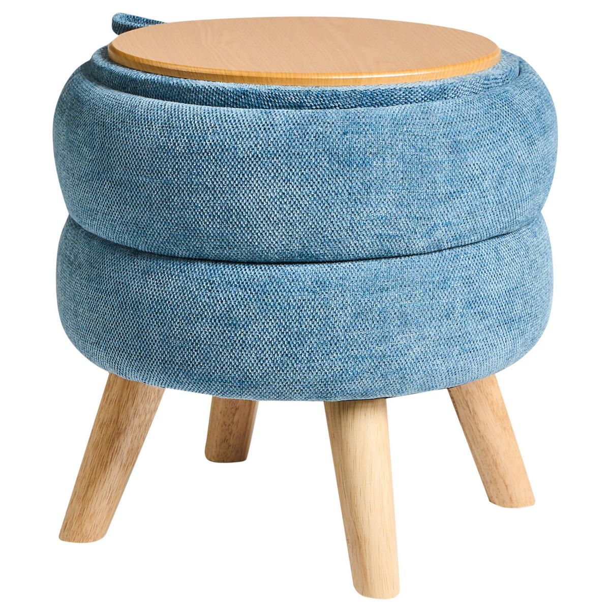 POUF mit Stauraum Chenillegewebe Blau Hawley - Blau, Textil (40/41/40cm) - Beliani