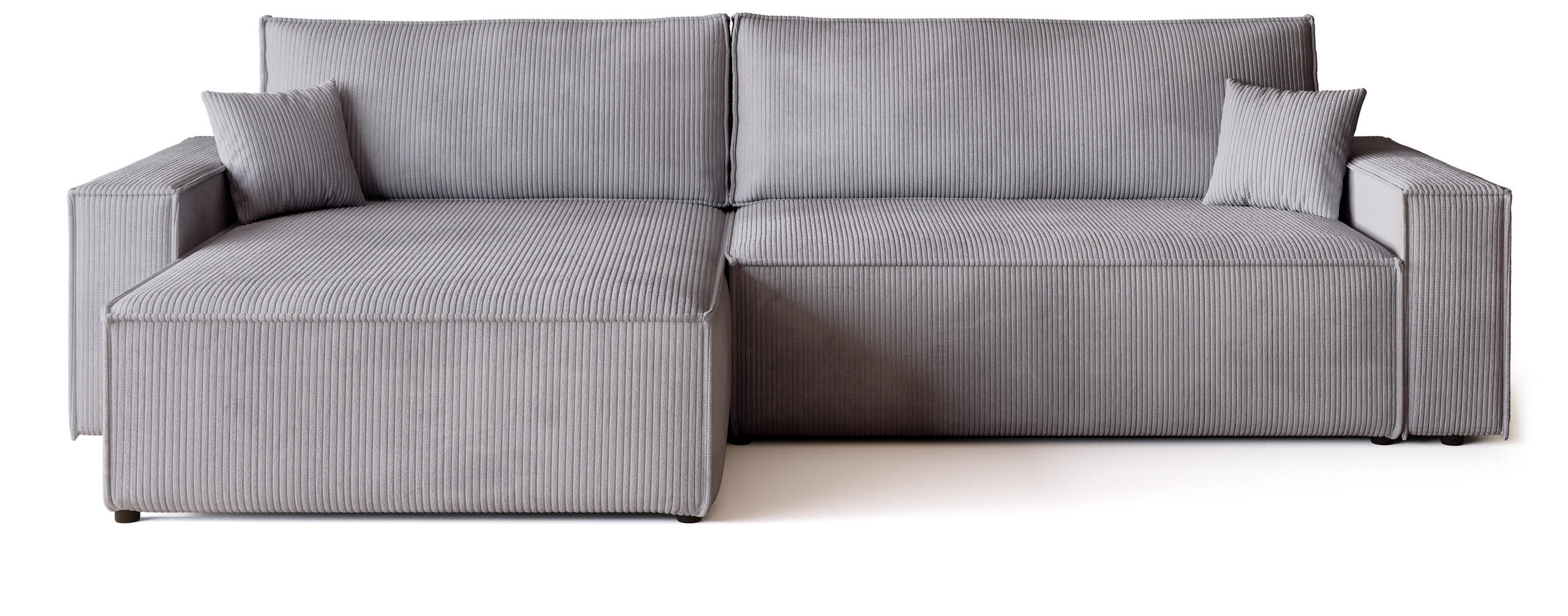 ECKSOFA ADI XL mit Schlaffunktion Hellgrau Cord - Hellgrau, Textil (272/143cm) - Bromarkt