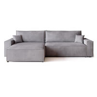 ECKSOFA ADI XL mit Schlaffunktion Hellgrau Cord - Hellgrau, Textil (272/143cm) - Bromarkt