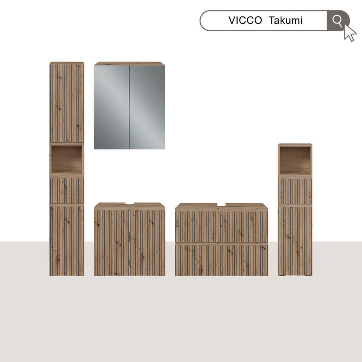 BADMÖBEL-SET Takumi Artisan 3 Teile - Eiche Artisan, Holzwerkstoff (60/58/35cm) - Vicco