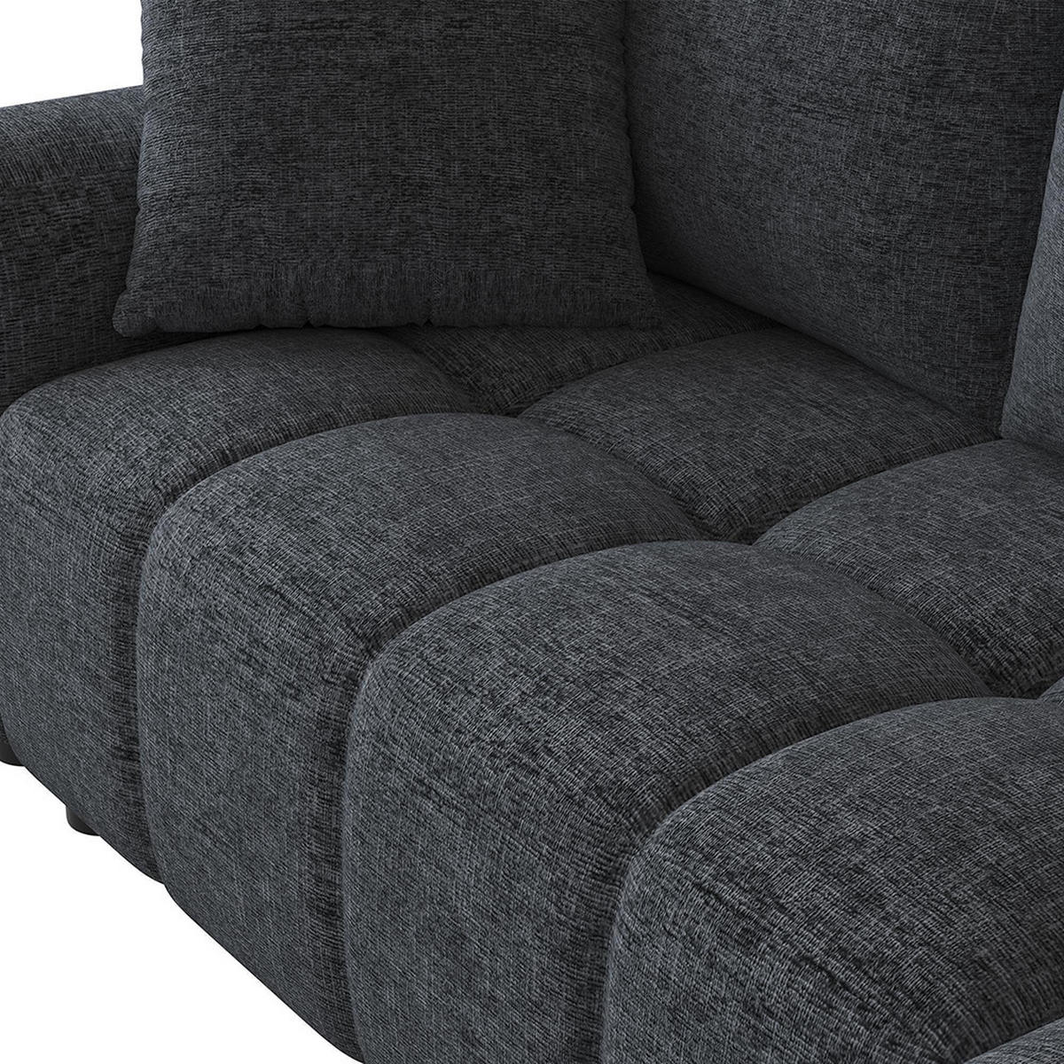 ECKSOFA mit 2 Zierkissen in Grau Chenille Stoff - Grau, Textil (127/204cm) - KOMHTOM