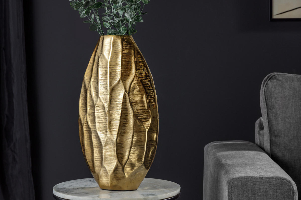 DEKOVASE ORGANIC ORIENT Metall Gold 44 cm - Goldfarben, Metall (44cm) - riess-ambiente