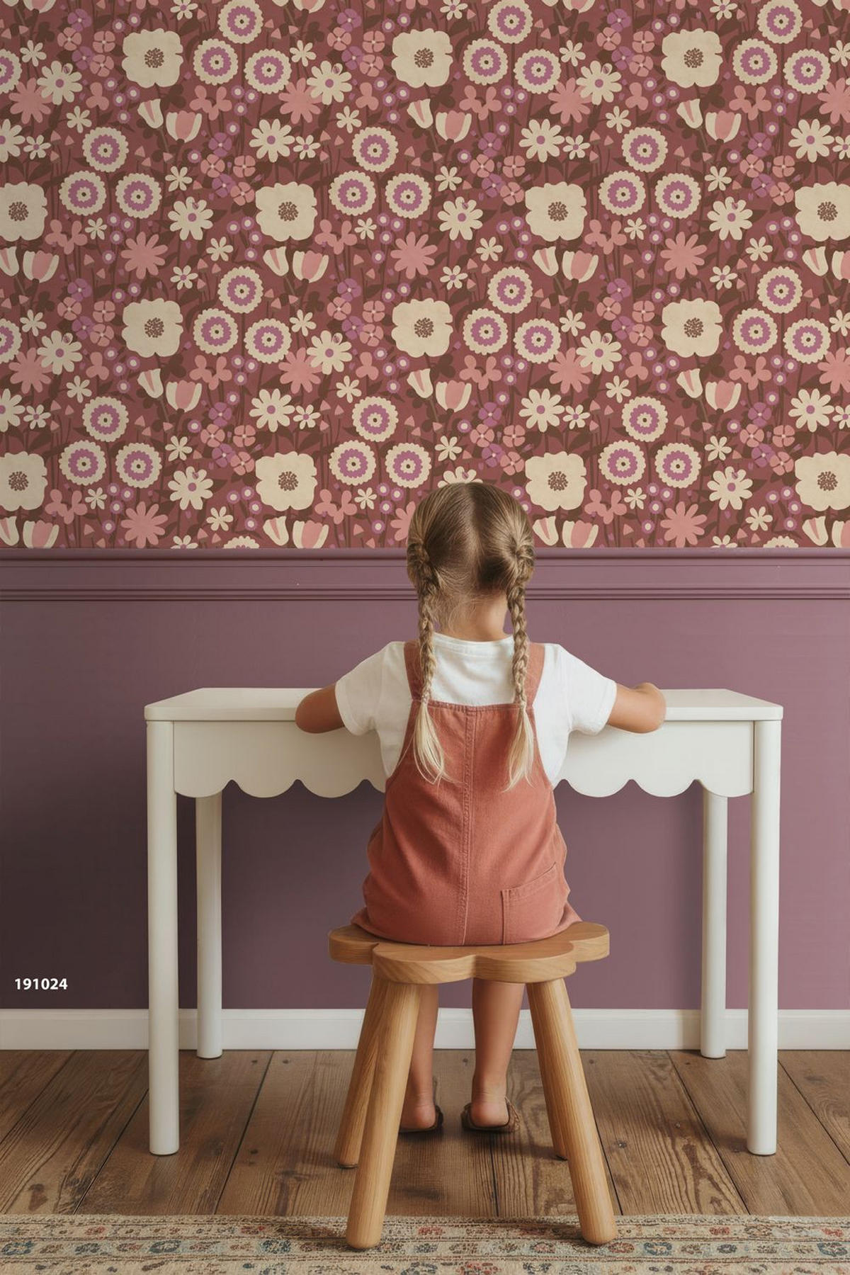 TAPETE Retro Blumen 50 x 900 cm - Lila, Papier (50/0.1cm) - ESTAhome